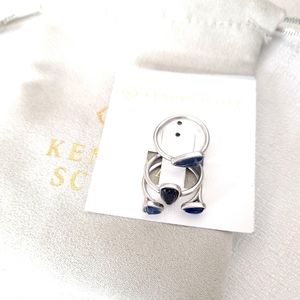Kendra Scott Ivy Ring Set Stacking NWT Silver Blue